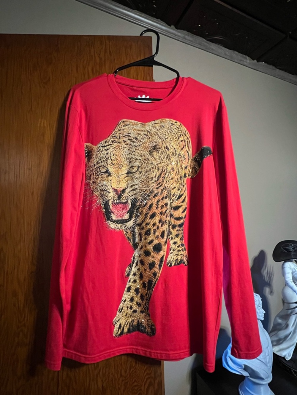 Heads or Tails Rhinestone Leopard Long-Sleeve Shirt